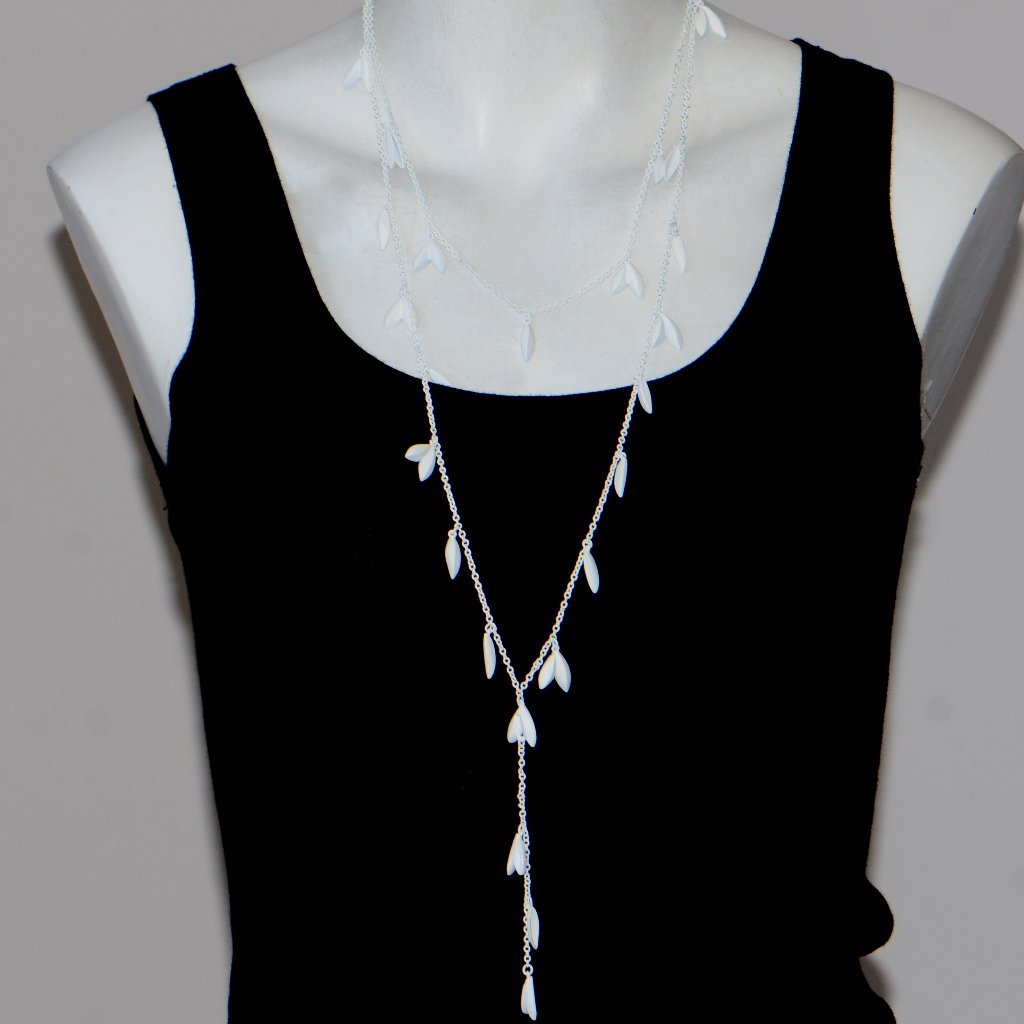 Oscar De La Renta Painted White Leaf Charm Necklace